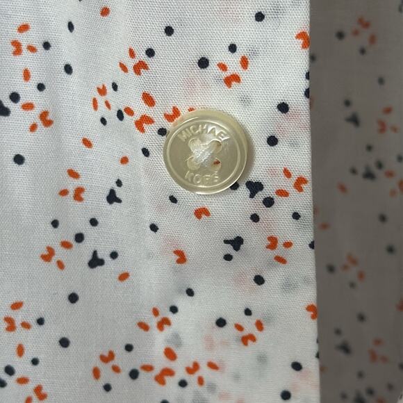 Michael Kors Men White with Dots Short Sleeve Button Up Shirt Size X-Small - Picture 5 of 6